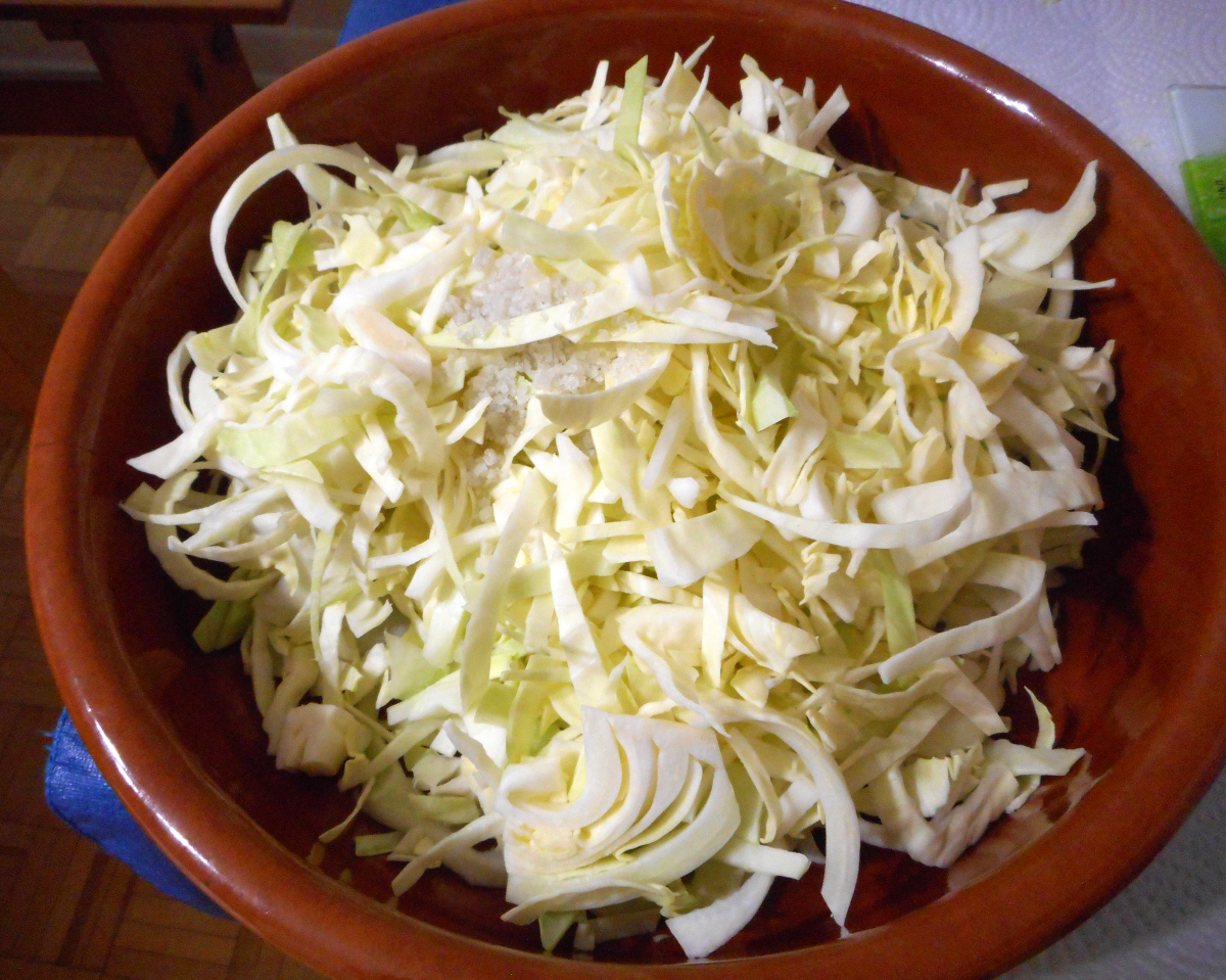 Choux coupé en fines lanières